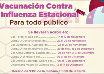 Implementan campaña de vacunación contra influenza estacionaria en Uruapan