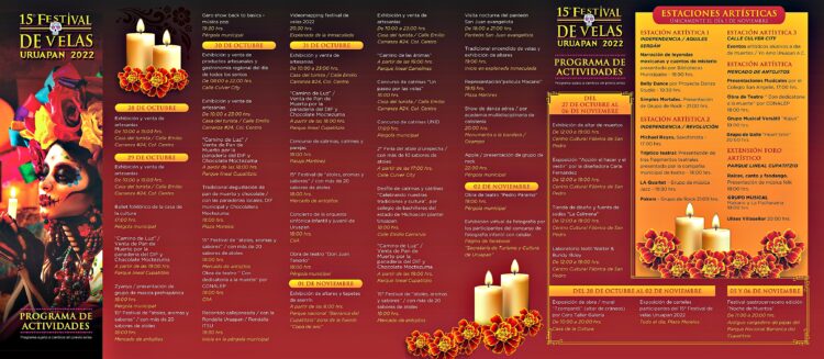 Programa de Actividades del Décimo Quinto Festival de Velas Uruapan 2022