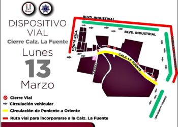 Cerrarán carril Ote-Pte, de Calzada La Fuente, por obra de reencarpetamiento