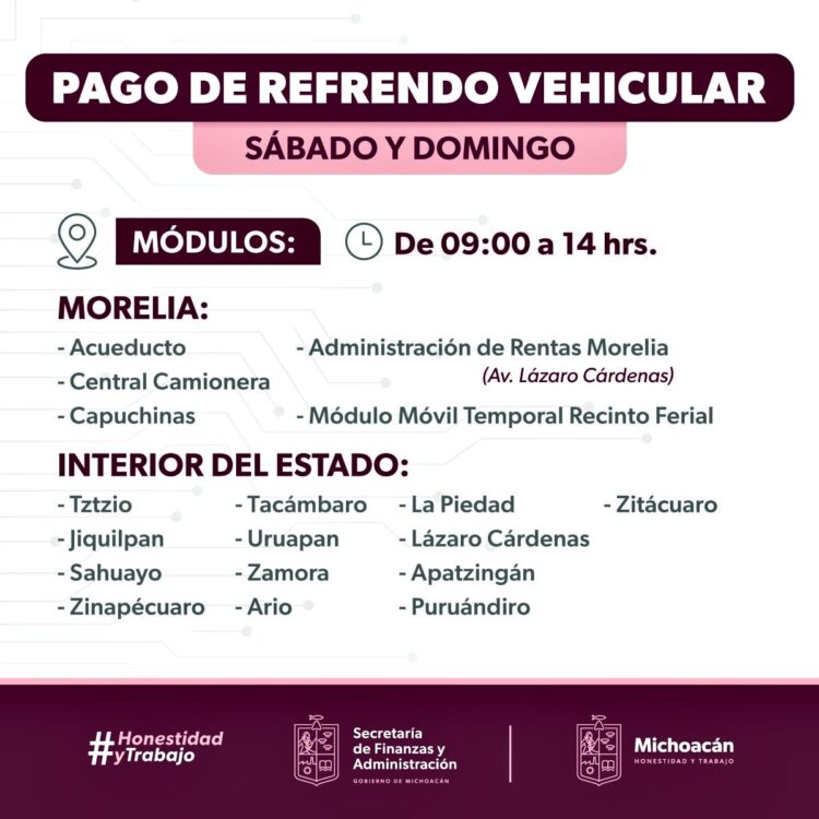 Aprovecha la última oportunidad y paga este fin de semana tu refrendo vehicular