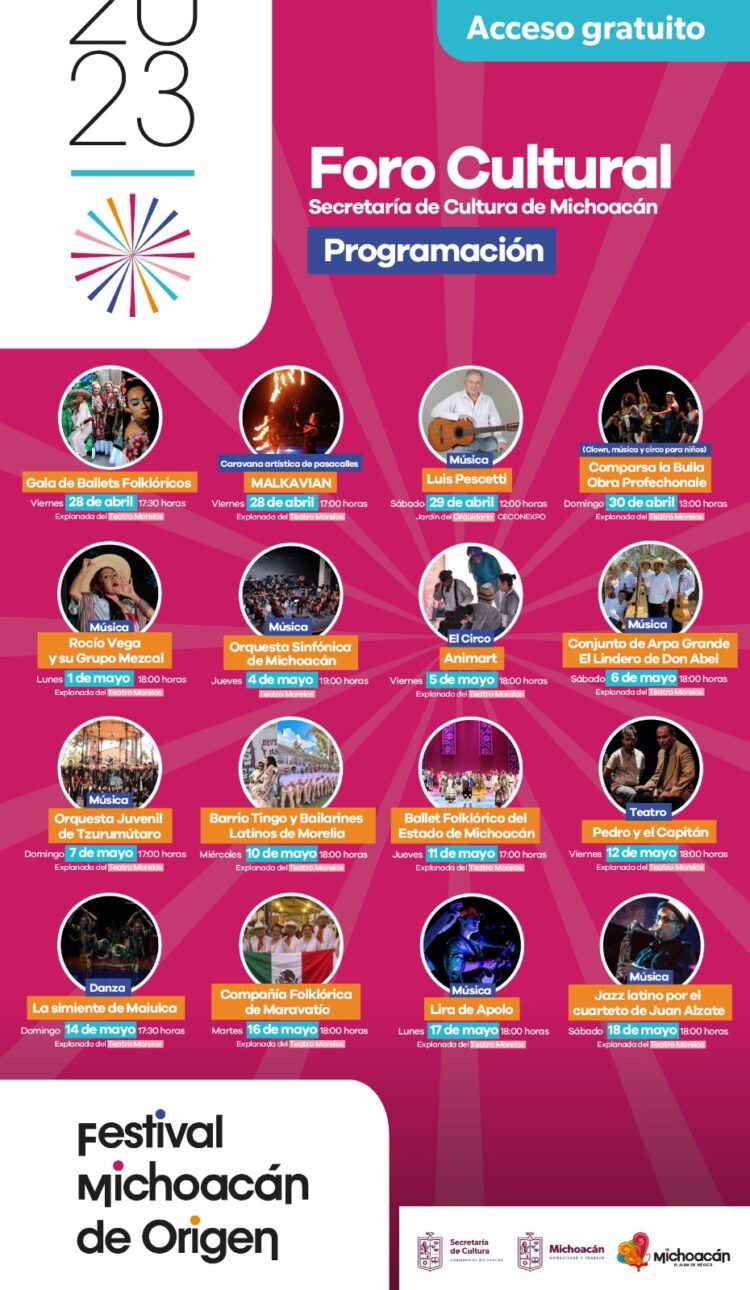 Cartelera Festival Michoacán de Origen