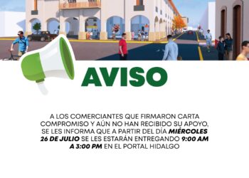 Aviso a comerciantes de Pátzcuaro