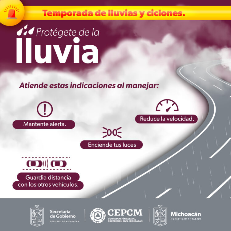 Extrema tus precauciones al conducir durante la temporada de lluvias 2023