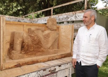 Solicita Bedolla que Chac-Mool hallado en Pátzcuaro se quede en Michoacán
