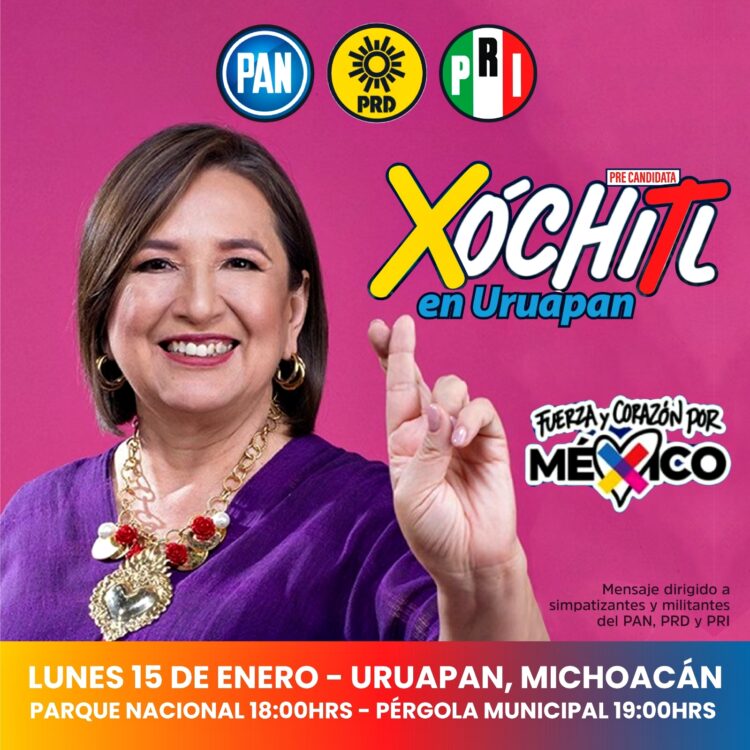 Xóchitl, este lunes en el centro de Uruapan
