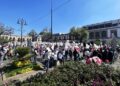 La marcha en Morelia, bajo la consiga de «Democracia sí, dictadura no»