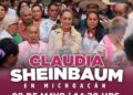 Claudia estará en Uruapan el 2 de mayo