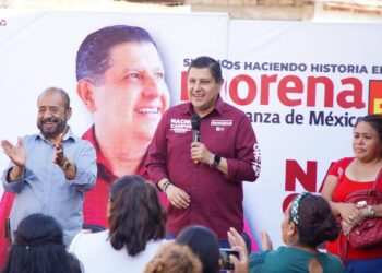 Colonias del poniente de Uruapan se suman a la ola guinda con Nacho Campos