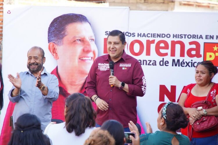 Colonias del poniente de Uruapan se suman a la ola guinda con Nacho Campos