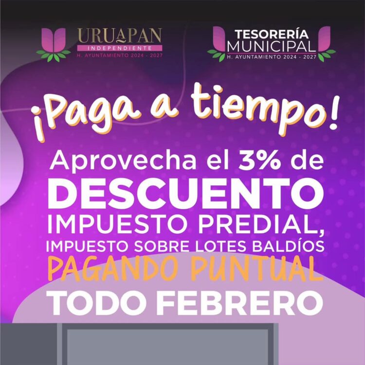 Paga a tiempo tus impuestos y aprovecha el descuento