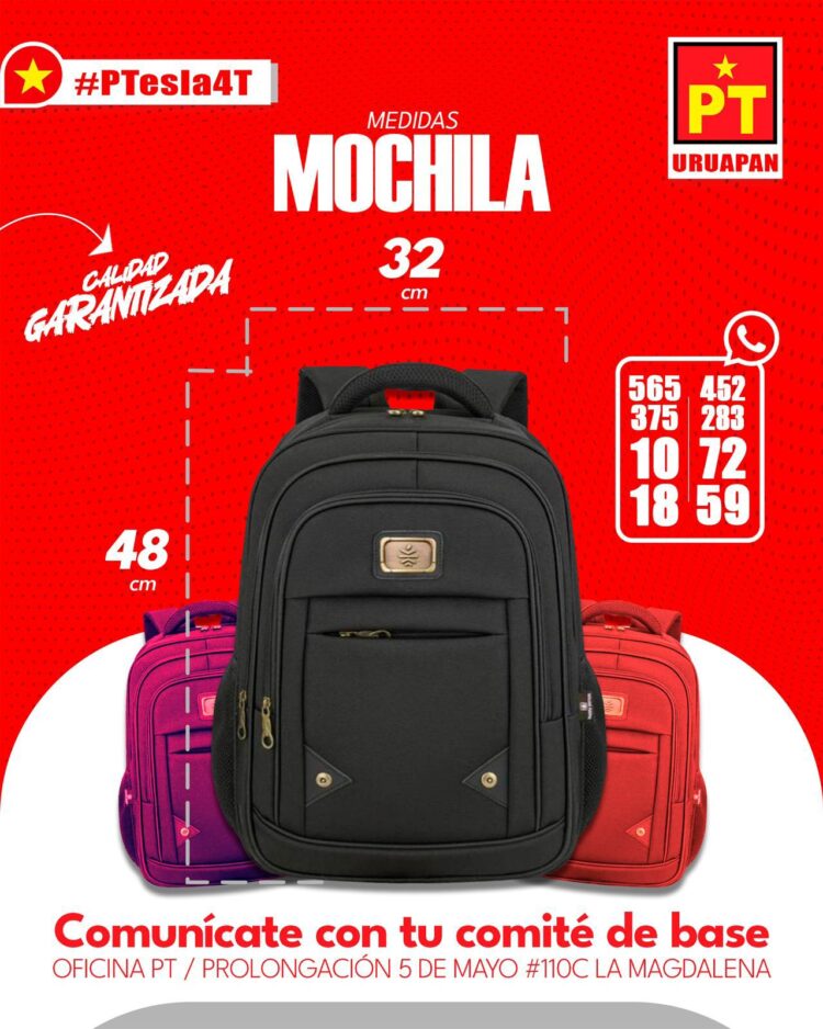 Enmochílate ya; El Partido del Trabajo en Uruapan te ayuda