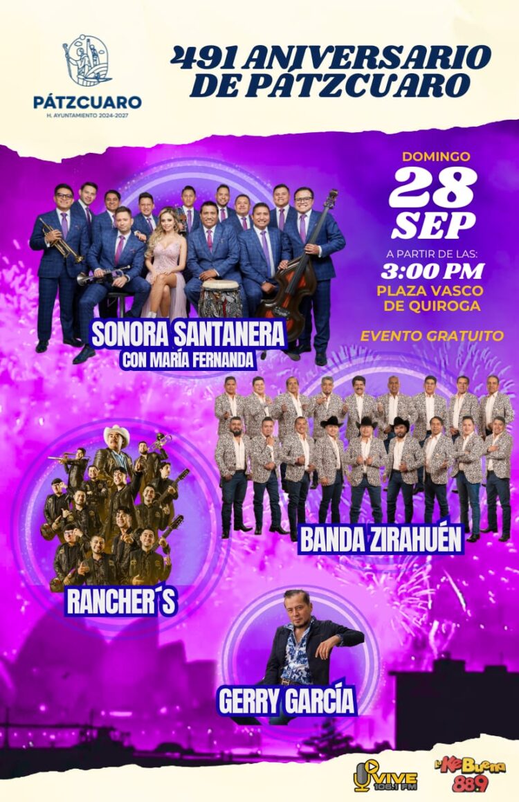 Celebrará Pátzcuaro su 491 Aniversario con Gran Cartel Musical