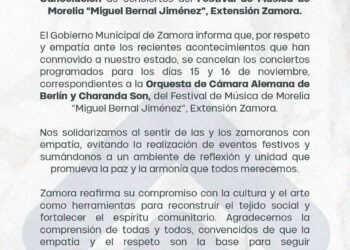 Cancela Zamora Festival de Música por empatía con Uruapan