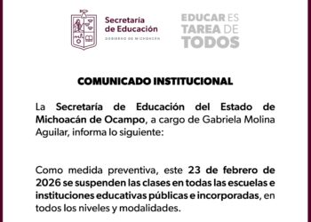 Suspende clases Secretaría de Educación en Michoacán