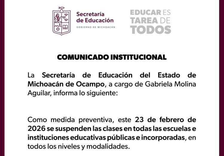 Suspende clases Secretaría de Educación en Michoacán
