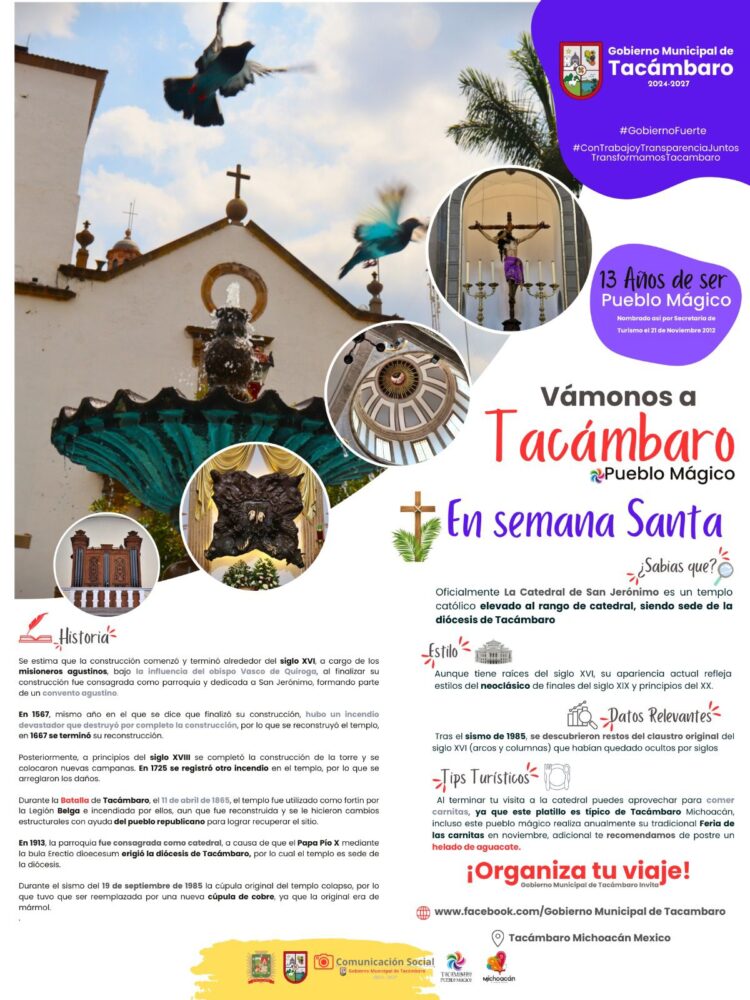 Esta Semana Santa, el pueblo mágico de Tacámbaro te espera